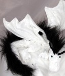 Schulterdrachen XXL - Weiß mit Grünen Augen - mit Plüsch- oder Zackenkamm