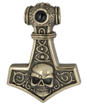 Anhänger Hammer mit Totenkopf und Onix - Bronze