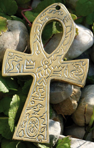 Ankh Lebensschlüssel -  mit ägyptischem Symbol - Messing, 11 cm